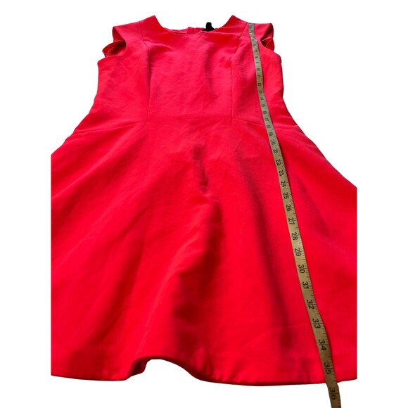 H&M Dress Scuba Short Sleeveless Pink Neon Fit Flare Drop Waist Peplum Zipper 14 - Picture 6 of 16